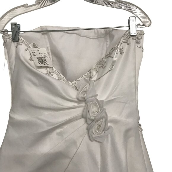 Davids Bridal White Strapless Beaded Wedding Dress W/ Train Size 10  $499 - Picture 8 of 13